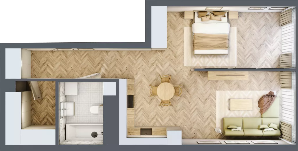 1 pokój, mieszkanie 57,53 m², piętro 20, oferta nr M.254, O27 Apartamenty Opolska, Katowice, Śródmieście, ul. Opolska 27