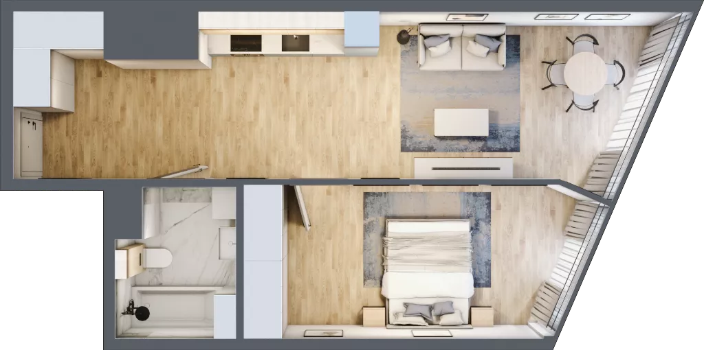 2 pokoje, mieszkanie 51,11 m², piętro 23, oferta nr M.310, O27 Apartamenty Opolska, Katowice, Śródmieście, ul. Opolska 27