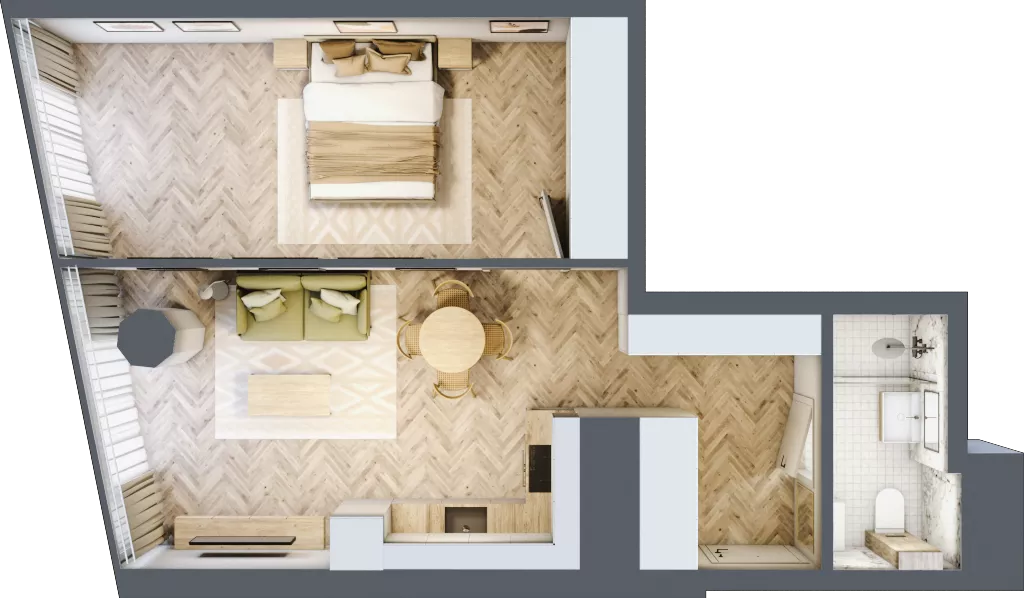 2 pokoje, mieszkanie 47,56 m², piętro 20, oferta nr M.252, O27 Apartamenty Opolska, Katowice, Śródmieście, ul. Opolska 27