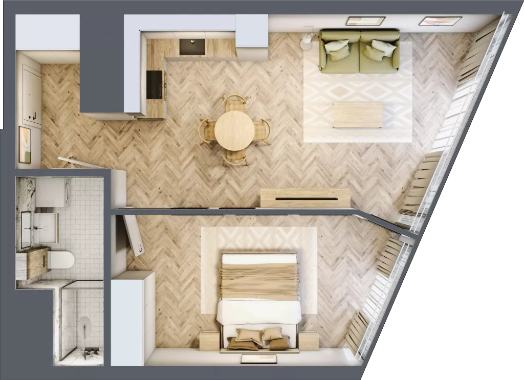 2 pokoje, mieszkanie 46,71 m², piętro 21, oferta nr M.275, O27 Apartamenty Opolska, Katowice, Śródmieście, ul. Opolska 27