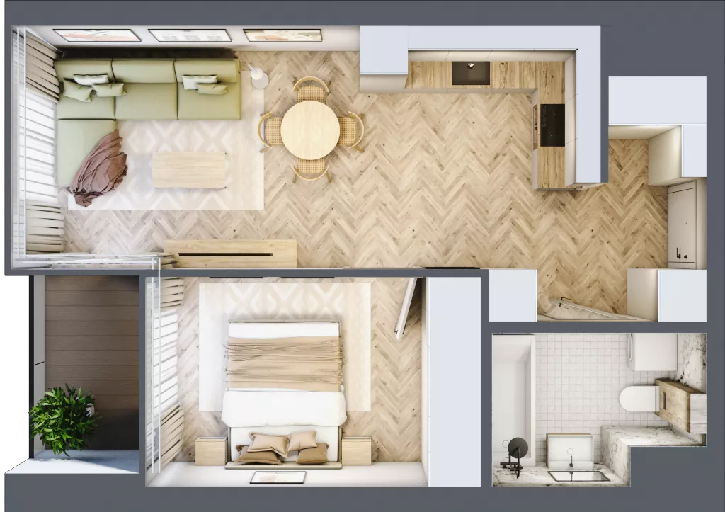 2 pokoje, mieszkanie 42,59 m², piętro 6, oferta nr M.14, O27 Apartamenty Opolska, Katowice, Śródmieście, ul. Opolska 27