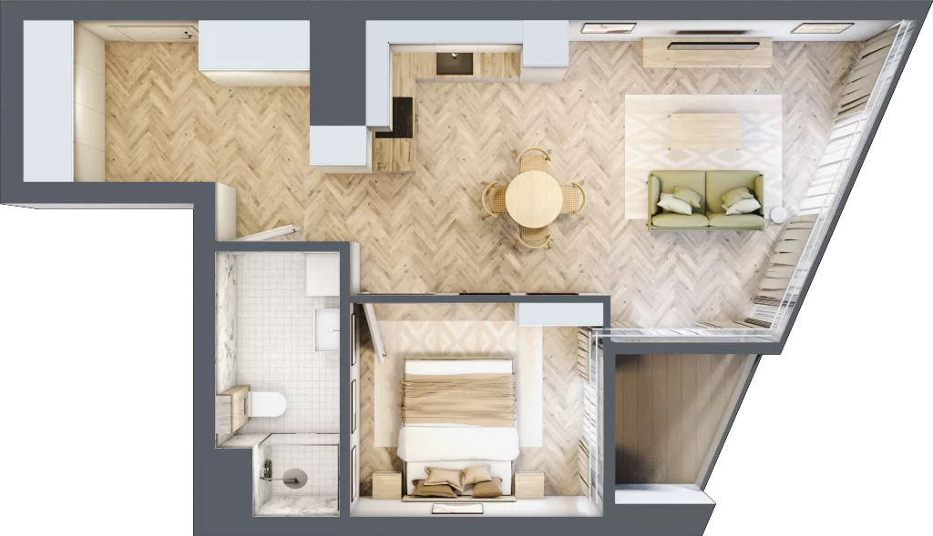 2 pokoje, mieszkanie 49,08 m², piętro 16, oferta nr M.185, O27 Apartamenty Opolska, Katowice, Śródmieście, ul. Opolska 27
