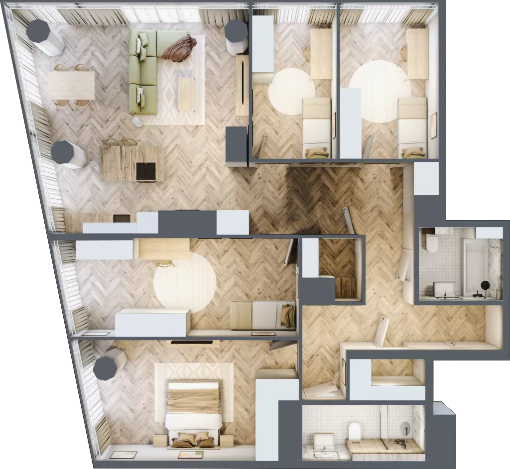 5 pokoi, apartament 136,14 m², piętro 27, oferta nr M.378, O27 Apartamenty Opolska, Katowice, Śródmieście, ul. Opolska 27