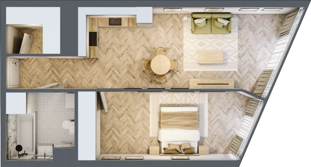 2 pokoje, mieszkanie 54,96 m², piętro 18, oferta nr M.222, O27 Apartamenty Opolska, Katowice, Śródmieście, ul. Opolska 27