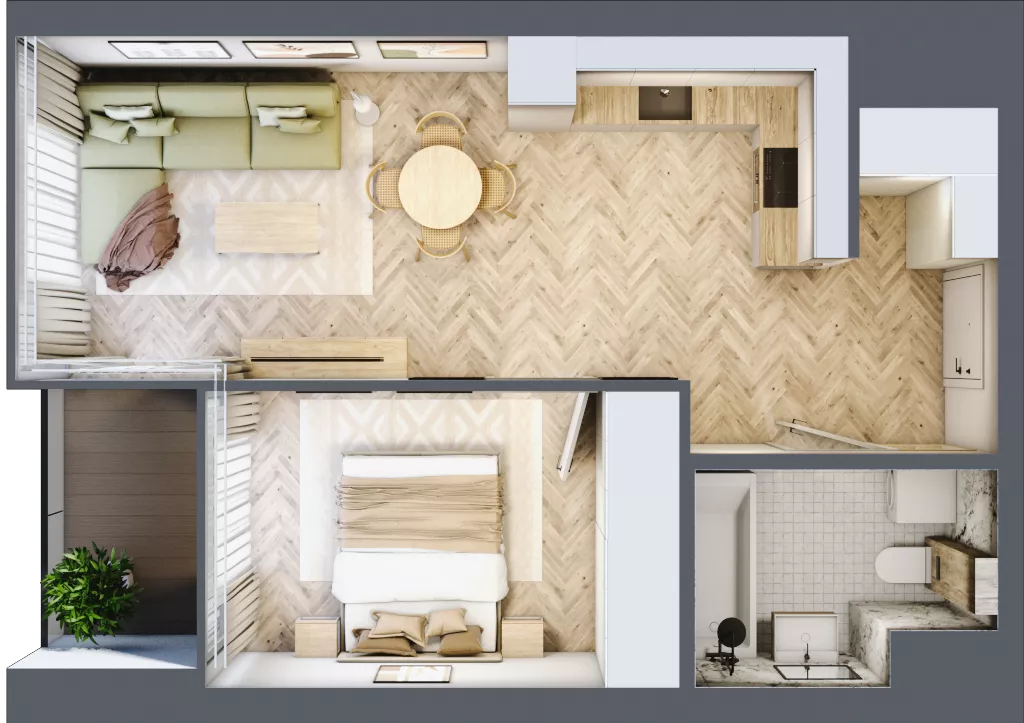 2 pokoje, mieszkanie 42,59 m², piętro 6, oferta nr M.13, O27 Apartamenty Opolska, Katowice, Śródmieście, ul. Opolska 27