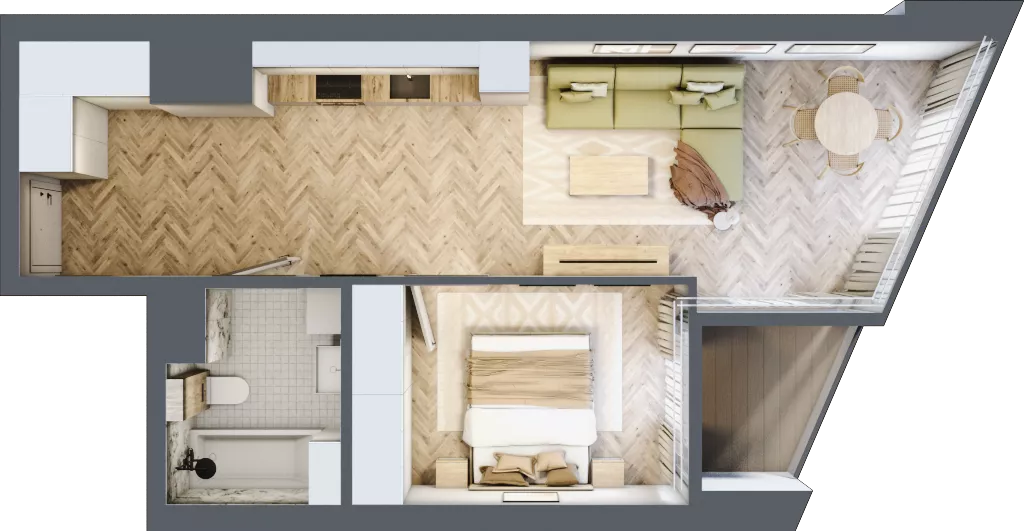 2 pokoje, mieszkanie 46,35 m², piętro 8, oferta nr M.40, O27 Apartamenty Opolska, Katowice, Śródmieście, ul. Opolska 27