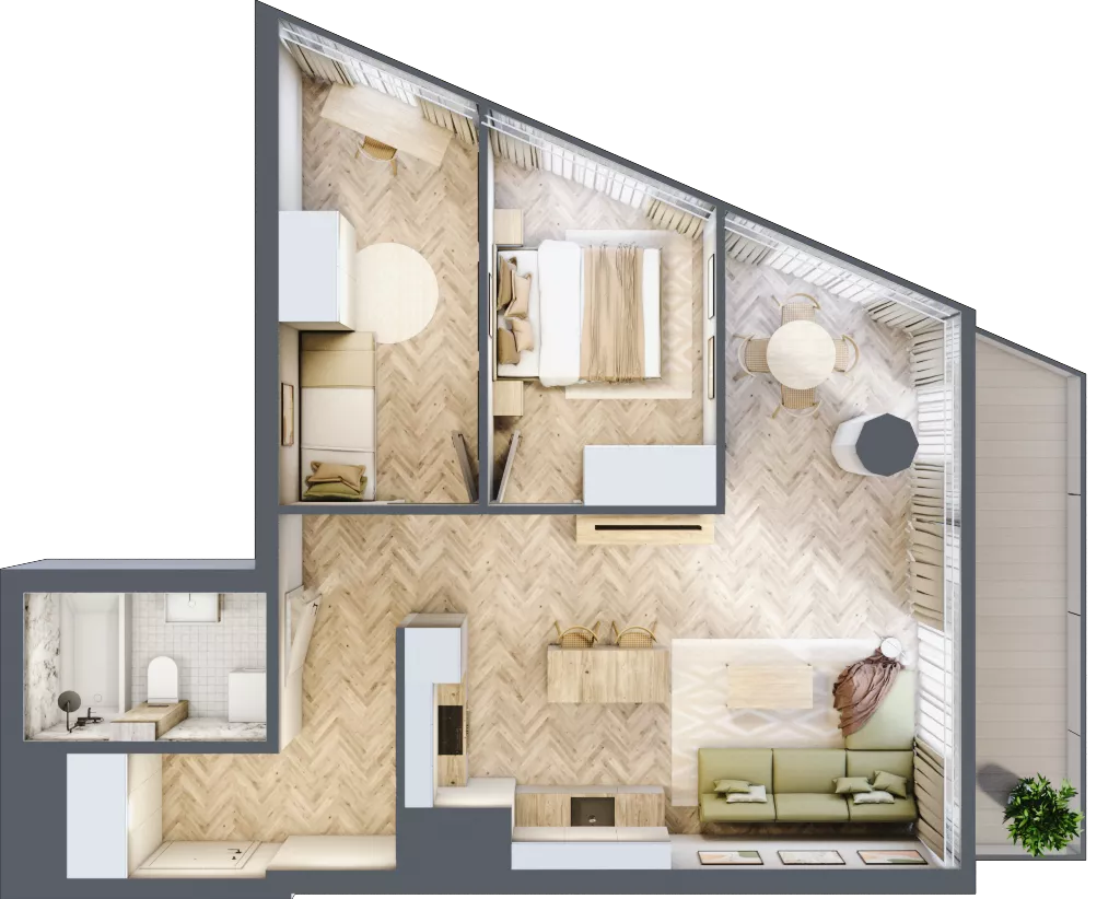 3 pokoje, apartament 61,42 m², piętro 13, oferta nr M.134, O27 Apartamenty Opolska, Katowice, Śródmieście, ul. Opolska 27