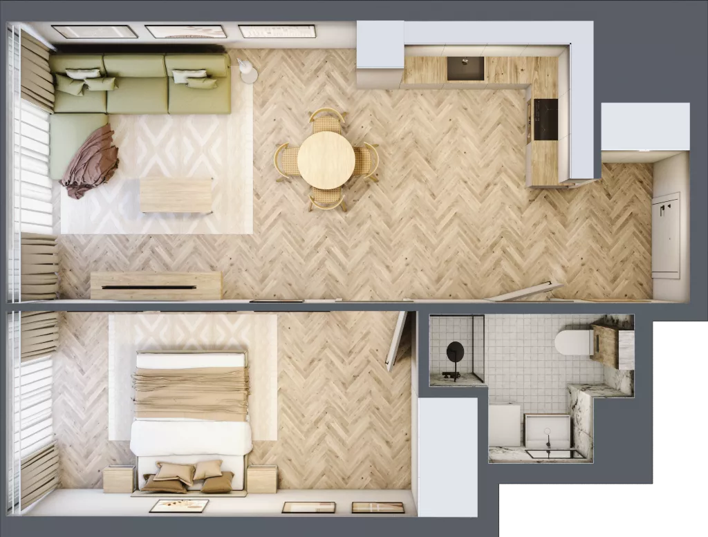 2 pokoje, mieszkanie 48,20 m², piętro 18, oferta nr M.226, O27 Apartamenty Opolska, Katowice, Śródmieście, ul. Opolska 27