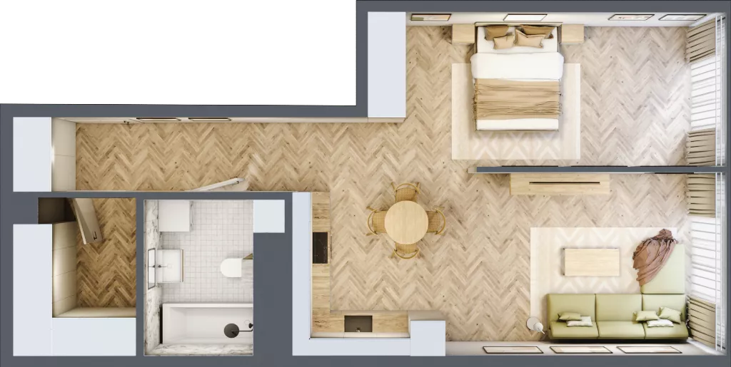 1 pokój, mieszkanie 58,18 m², piętro 26, oferta nr M.362, O27 Apartamenty Opolska, Katowice, Śródmieście, ul. Opolska 27