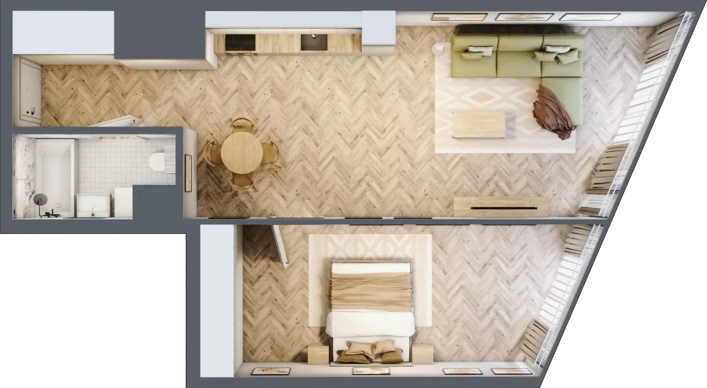 2 pokoje, mieszkanie 58,21 m², piętro 25, oferta nr M.349, O27 Apartamenty Opolska, Katowice, Śródmieście, ul. Opolska 27
