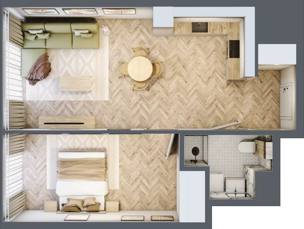 2 pokoje, mieszkanie 48,60 m², piętro 24, oferta nr M.334, O27 Apartamenty Opolska, Katowice, Śródmieście, ul. Opolska 27