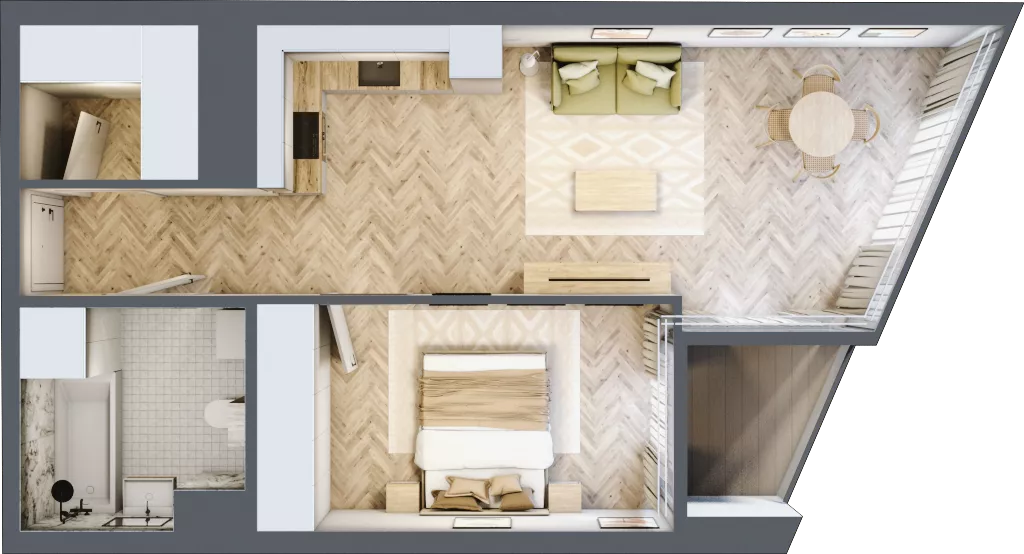 2 pokoje, mieszkanie 50,94 m², piętro 16, oferta nr M.186, O27 Apartamenty Opolska, Katowice, Śródmieście, ul. Opolska 27