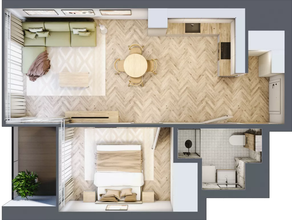 2 pokoje, mieszkanie 44,18 m², piętro 15, oferta nr M.172, O27 Apartamenty Opolska, Katowice, Śródmieście, ul. Opolska 27