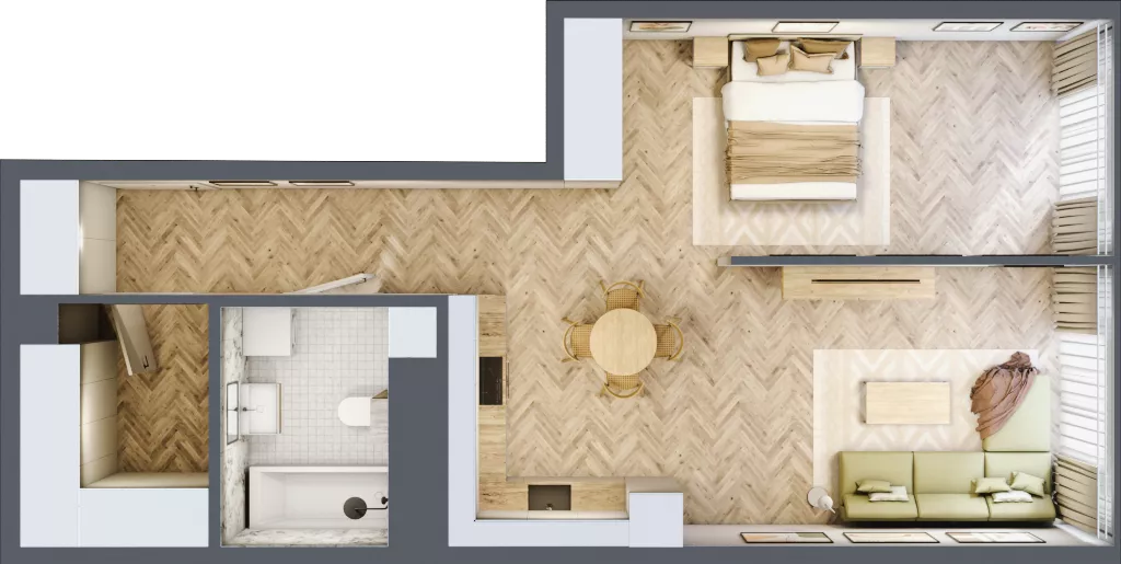 1 pokój, mieszkanie 58,18 m², piętro 23, oferta nr M.308, O27 Apartamenty Opolska, Katowice, Śródmieście, ul. Opolska 27