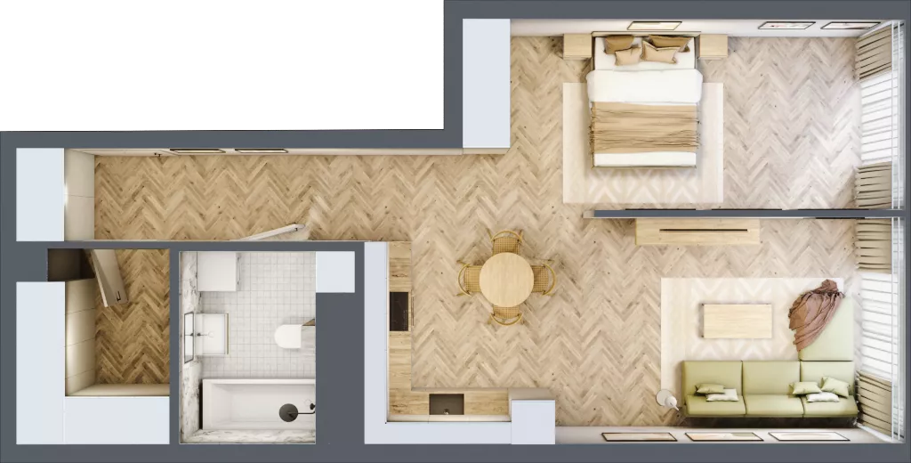 1 pokój, mieszkanie 57,53 m², piętro 18, oferta nr M.218, O27 Apartamenty Opolska, Katowice, Śródmieście, ul. Opolska 27