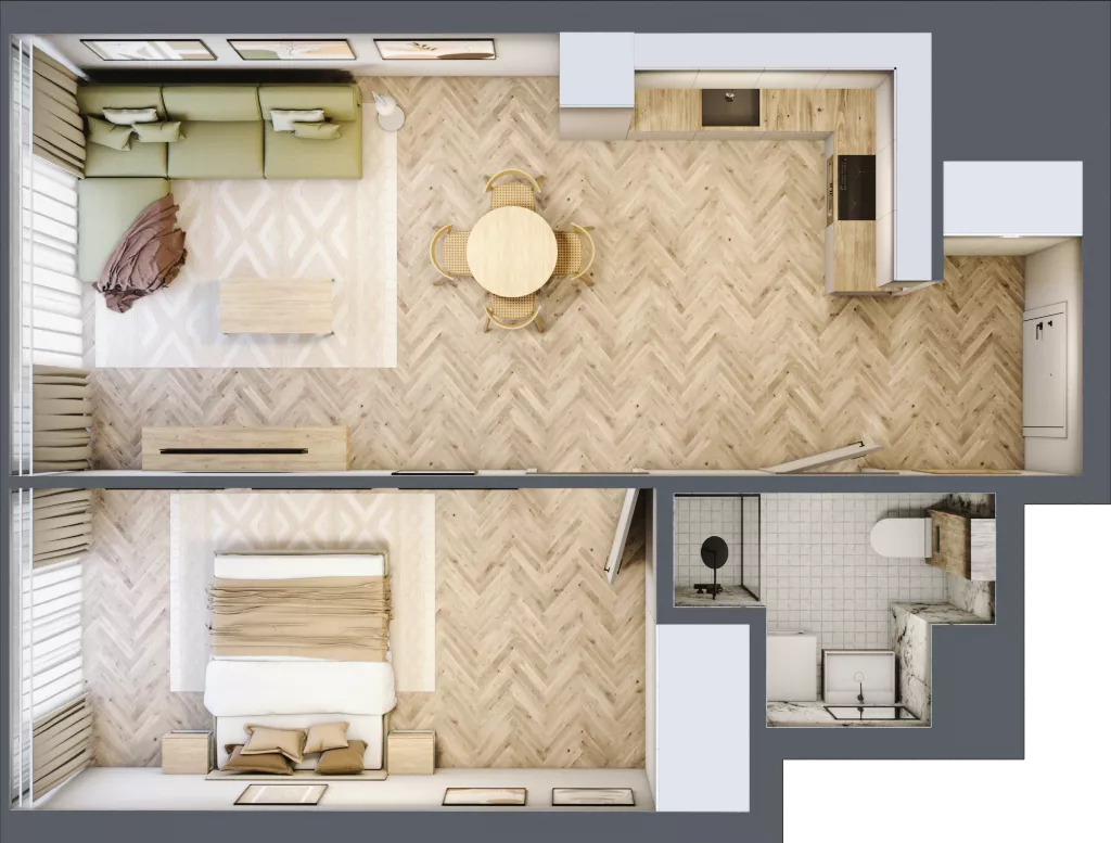 2 pokoje, mieszkanie 48,20 m², piętro 17, oferta nr M.208, O27 Apartamenty Opolska, Katowice, Śródmieście, ul. Opolska 27