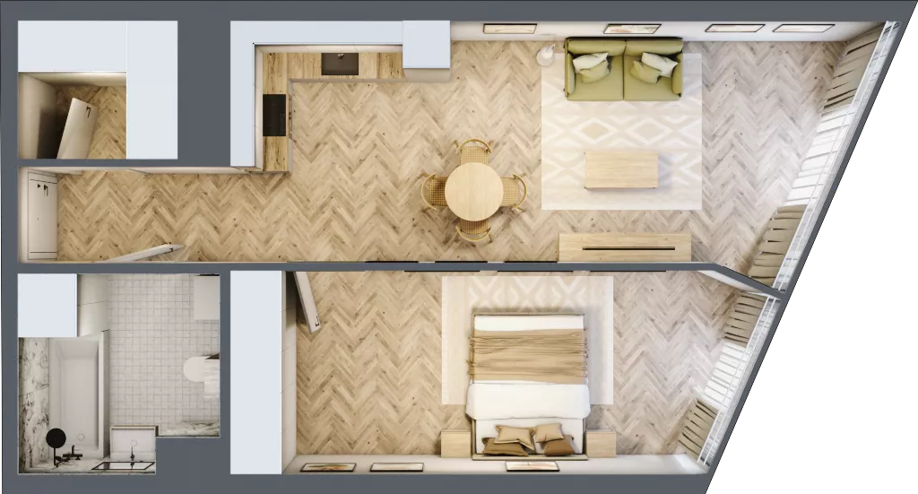 2 pokoje, mieszkanie 54,96 m², piętro 17, oferta nr M.204, O27 Apartamenty Opolska, Katowice, Śródmieście, ul. Opolska 27