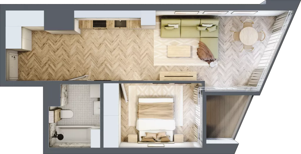 2 pokoje, mieszkanie 46,97 m², piętro 13, oferta nr M.130, O27 Apartamenty Opolska, Katowice, Śródmieście, ul. Opolska 27