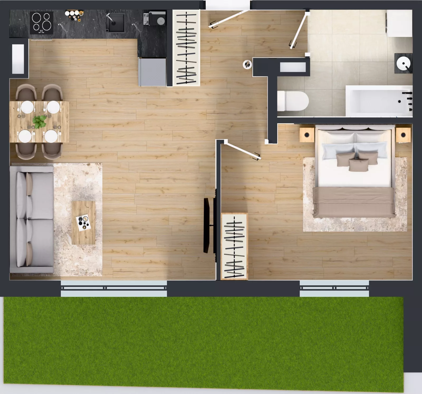 2 pokoje, mieszkanie 45,58 m², parter, oferta nr 2, Osiedle Janowiecka 27, Warszawa, Targówek, Elsnerów, ul. Janowiecka 27