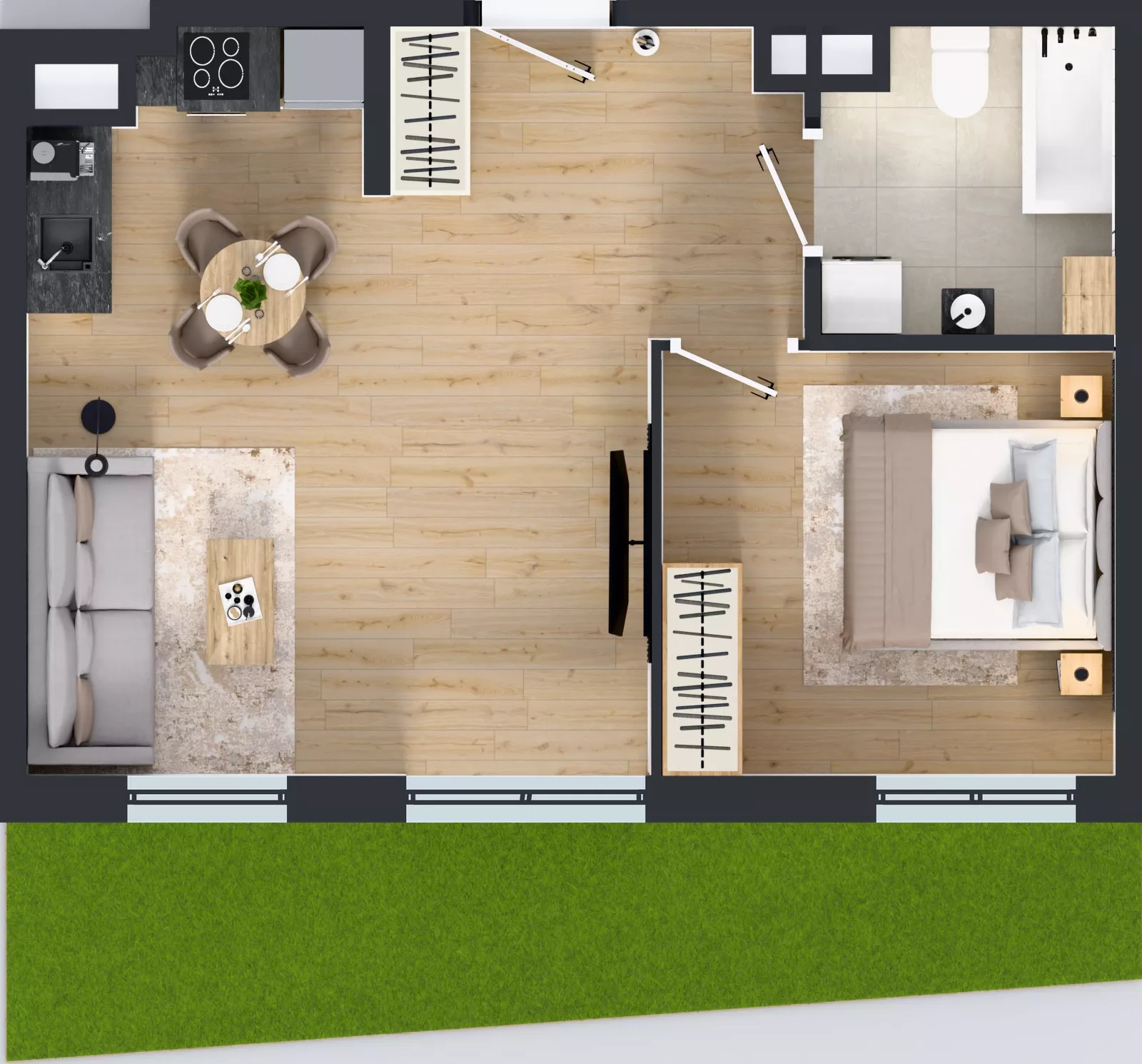 2 pokoje, mieszkanie 42,63 m², parter, oferta nr 51, Osiedle Janowiecka 27, Warszawa, Targówek, Elsnerów, ul. Janowiecka 27