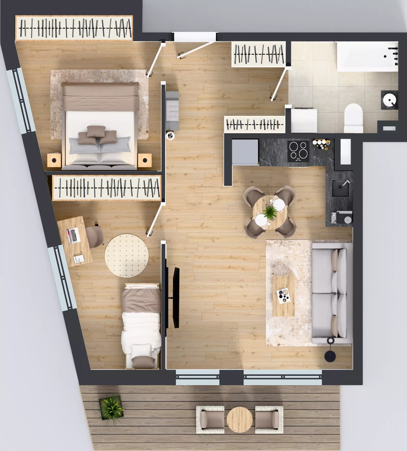 3 pokoje, mieszkanie 55,83 m², piętro 2, oferta nr 60, Osiedle Janowiecka 27, Warszawa, Targówek, Elsnerów, ul. Janowiecka 27