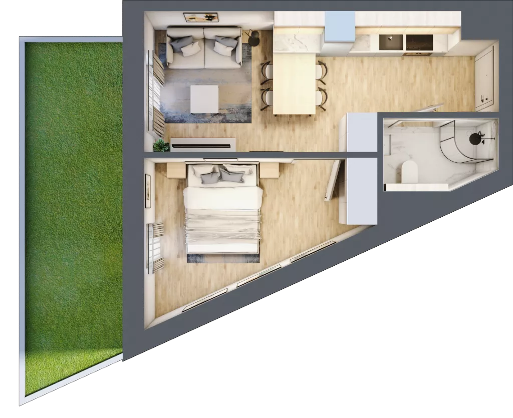 2 pokoje, mieszkanie 31,33 m², parter, oferta nr 4, Lipowa 45, Łódź, Polesie, Stare Polesie, ul. Lipowa 45