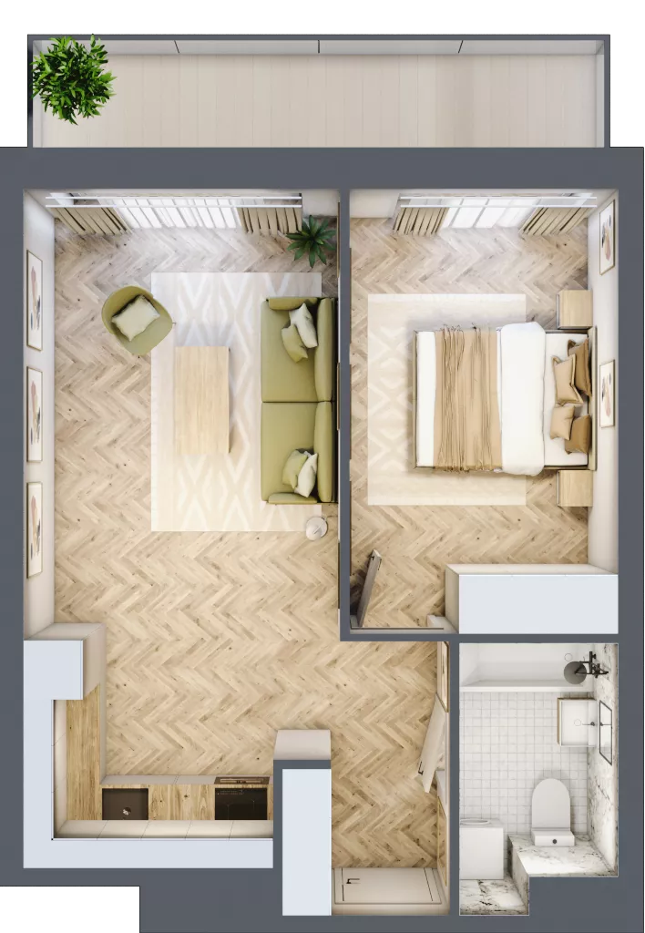 2 pokoje, apartament 41,68 m², piętro 2, oferta nr A41, ESSENSE Baltic Resort, Dziwnów, ul. Kaprala Koniecznego 14