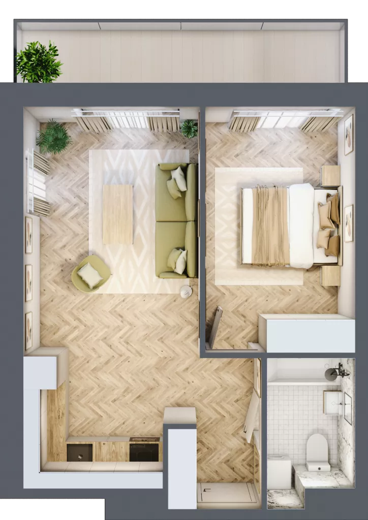 2 pokoje, apartament 42,14 m², piętro 3, oferta nr C67, ESSENSE Baltic Resort, Dziwnów, ul. Kaprala Koniecznego 14