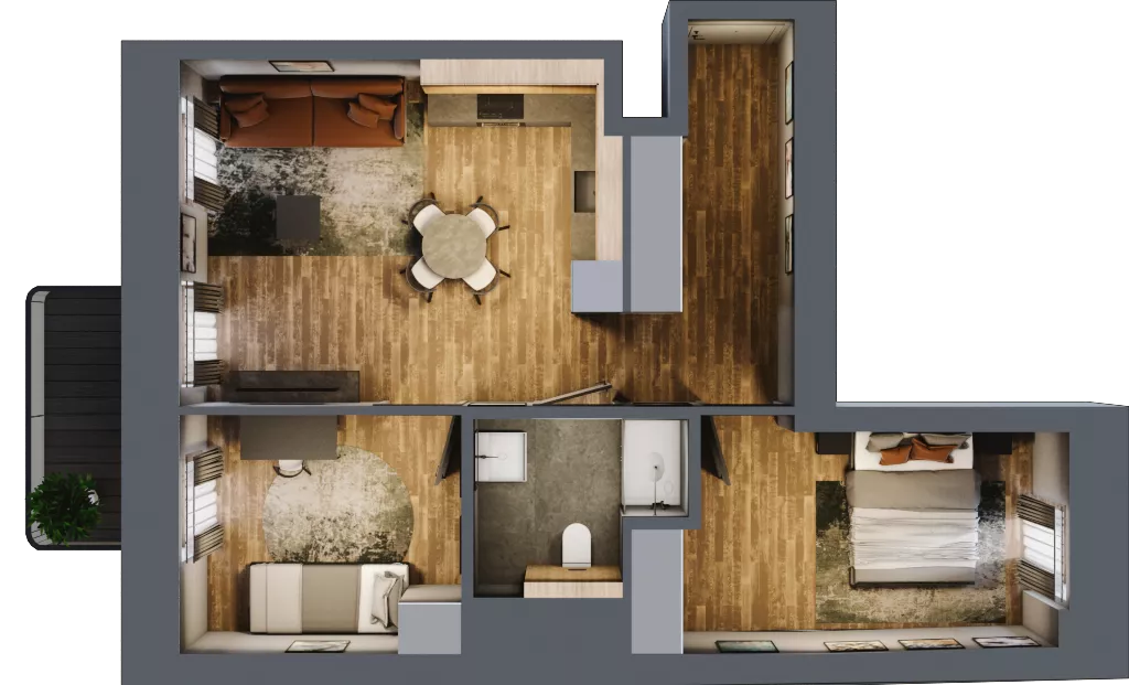 3 pokoje, mieszkanie 55,34 m², piętro 2, oferta nr AA0208, Niedziałkowskiego Park, Poznań, Wilda, ul. Niedziałkowskiego Park