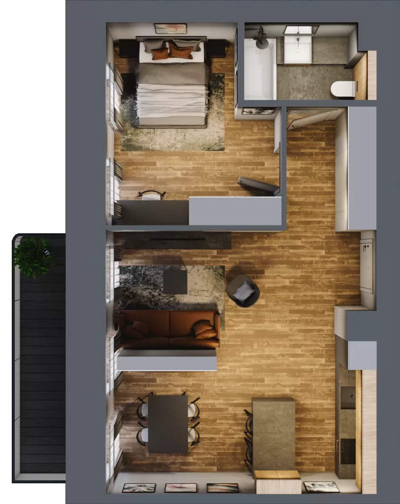 2 pokoje, mieszkanie 55,04 m², piętro 1, oferta nr AA0112, Niedziałkowskiego Park, Poznań, Wilda, ul. Niedziałkowskiego Park