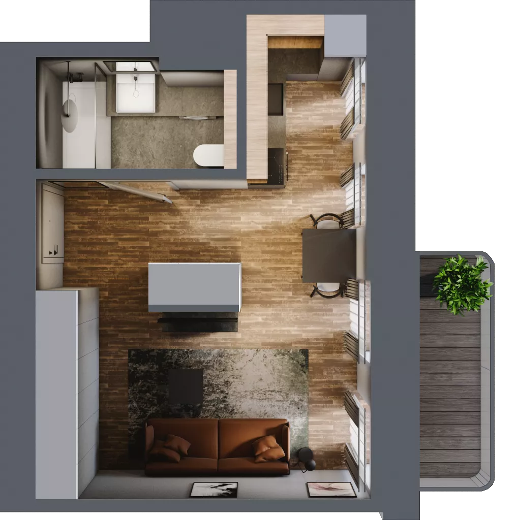 1 pokój, mieszkanie 30,45 m², piętro 1, oferta nr AA0105, Niedziałkowskiego Park, Poznań, Wilda, ul. Niedziałkowskiego Park