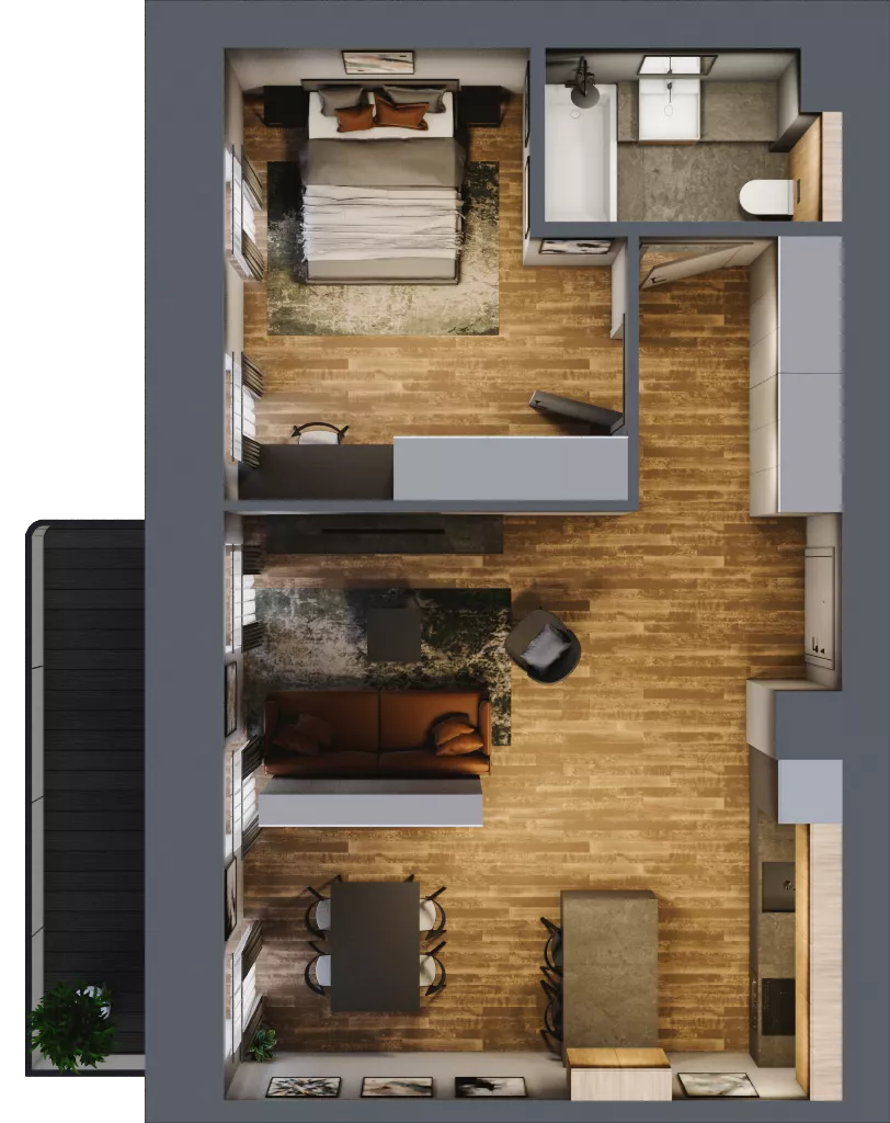2 pokoje, mieszkanie 56,32 m², piętro 2, oferta nr AA0212, Niedziałkowskiego Park, Poznań, Wilda, ul. Niedziałkowskiego Park