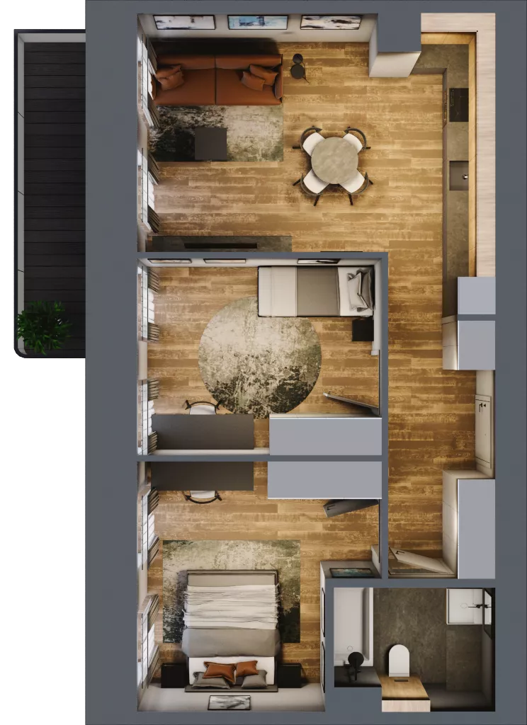 3 pokoje, mieszkanie 61,82 m², piętro 1, oferta nr AA0111, Niedziałkowskiego Park, Poznań, Wilda, ul. Niedziałkowskiego Park