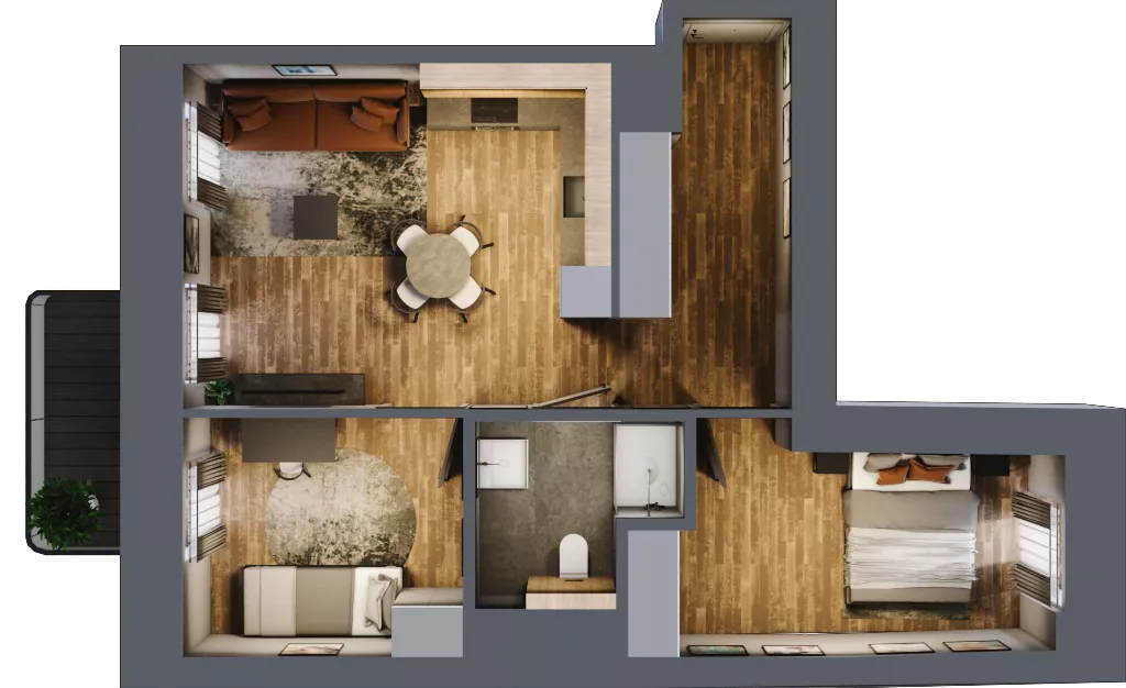 3 pokoje, mieszkanie 54,98 m², piętro 1, oferta nr AA0108, Niedziałkowskiego Park, Poznań, Wilda, ul. Niedziałkowskiego Park
