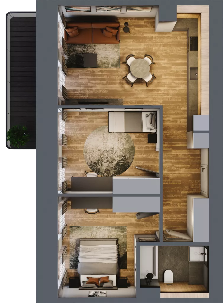 3 pokoje, mieszkanie 62,67 m², parter, oferta nr AA0009, Niedziałkowskiego Park, Poznań, Wilda, ul. Niedziałkowskiego Park