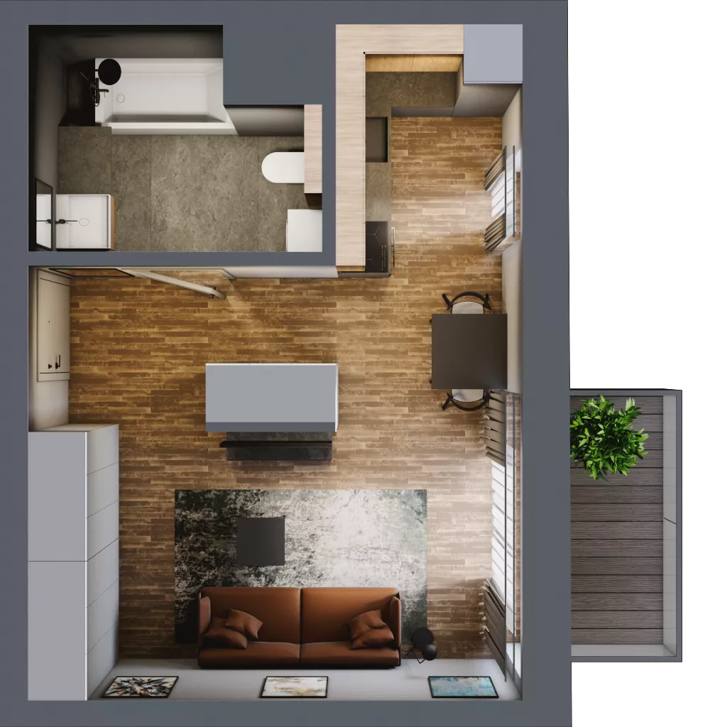 1 pokój, mieszkanie 32,94 m², piętro 3, oferta nr AA0303, Niedziałkowskiego Park, Poznań, Wilda, ul. Niedziałkowskiego Park