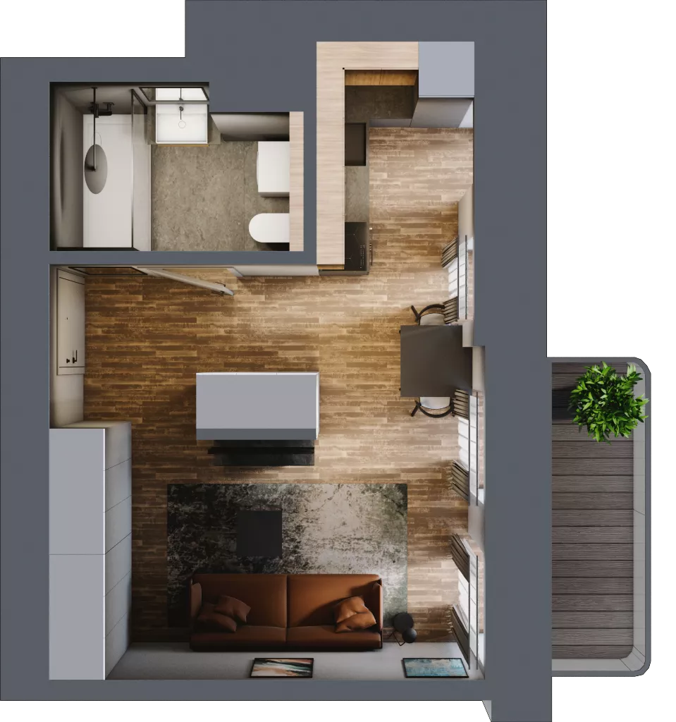 1 pokój, mieszkanie 29,85 m², parter, oferta nr AA0005, Niedziałkowskiego Park, Poznań, Wilda, ul. Niedziałkowskiego Park