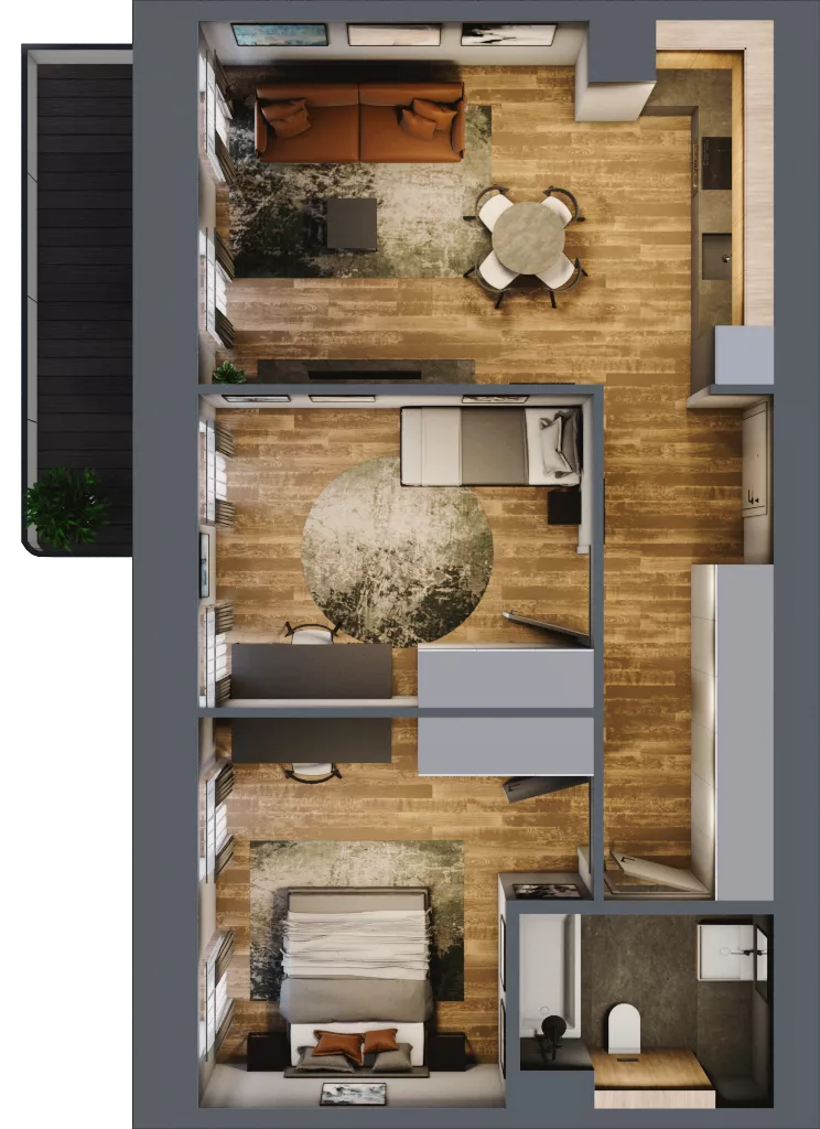 3 pokoje, mieszkanie 63,60 m², piętro 2, oferta nr AA0211, Niedziałkowskiego Park, Poznań, Wilda, ul. Niedziałkowskiego Park