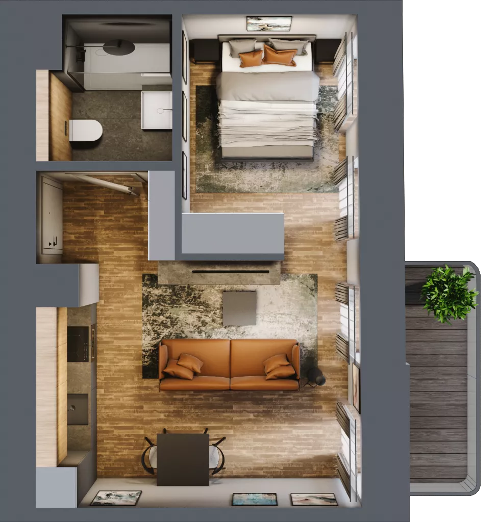 1 pokój, mieszkanie 33,58 m², piętro 2, oferta nr AA0206, Niedziałkowskiego Park, Poznań, Wilda, ul. Niedziałkowskiego Park