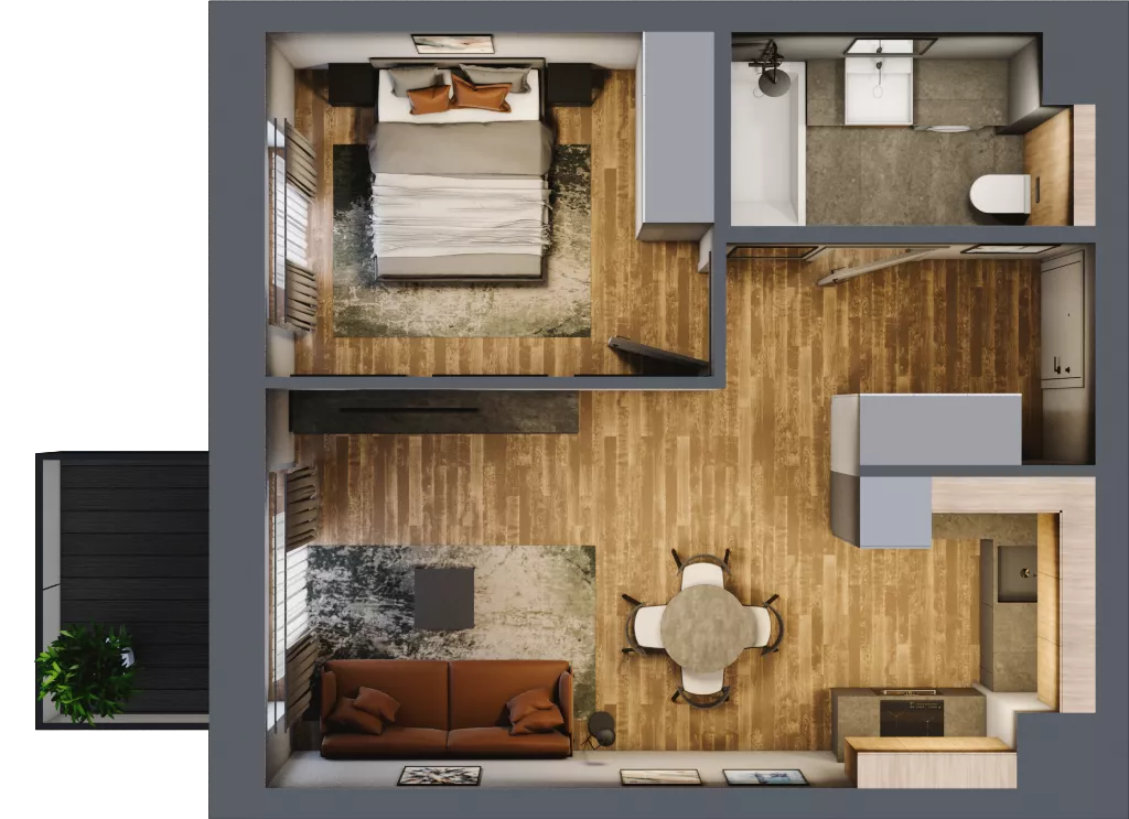 2 pokoje, mieszkanie 41,51 m², piętro 4, oferta nr BA0405, Niedziałkowskiego Park, Poznań, Wilda, ul. Niedziałkowskiego Park