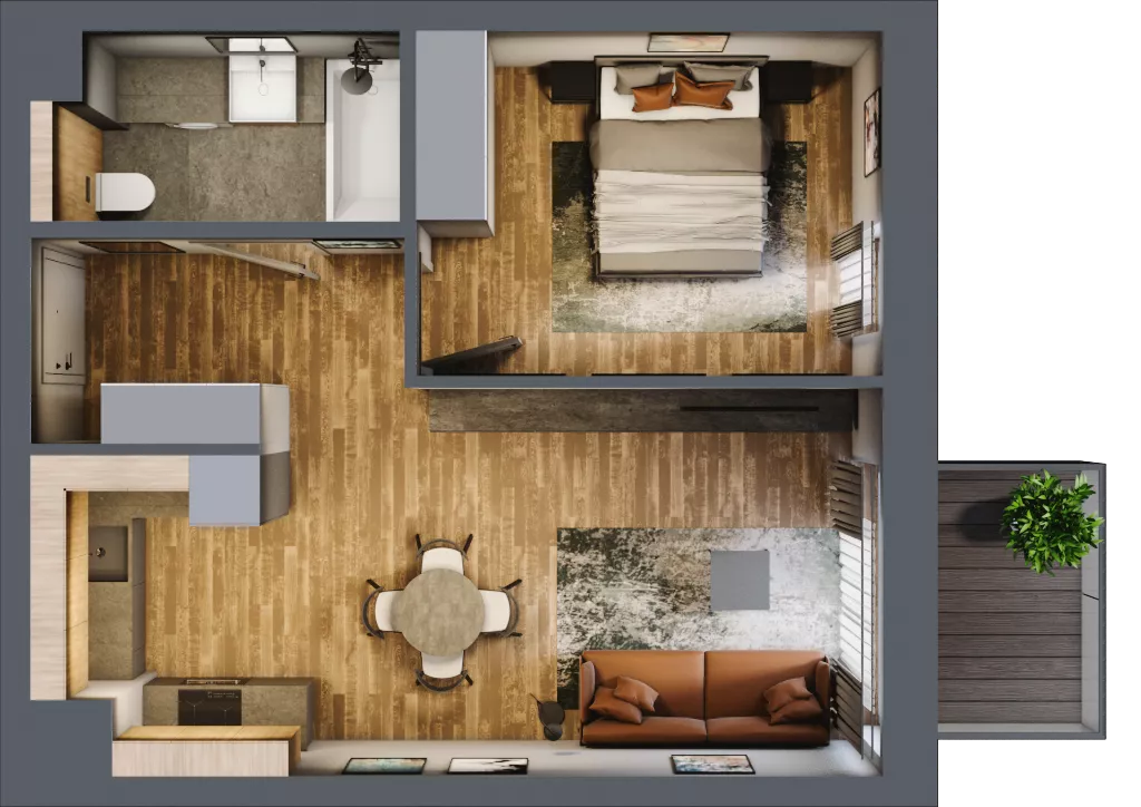 2 pokoje, mieszkanie 43,30 m², piętro 1, oferta nr BB0103, Niedziałkowskiego Park, Poznań, Wilda, ul. Niedziałkowskiego Park