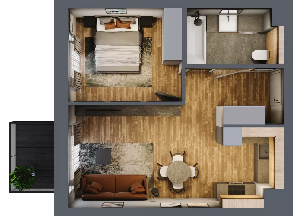2 pokoje, mieszkanie 42,61 m², piętro 3, oferta nr BA0306, Niedziałkowskiego Park, Poznań, Wilda, ul. Niedziałkowskiego Park