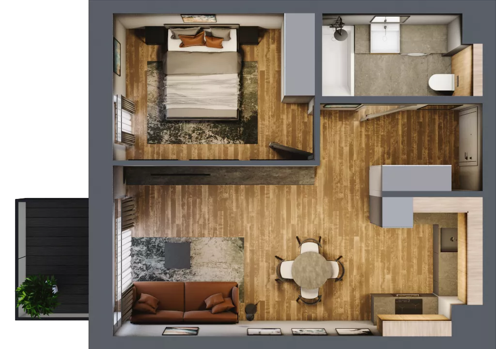 2 pokoje, mieszkanie 43,37 m², piętro 2, oferta nr BB0206, Niedziałkowskiego Park, Poznań, Wilda, ul. Niedziałkowskiego Park