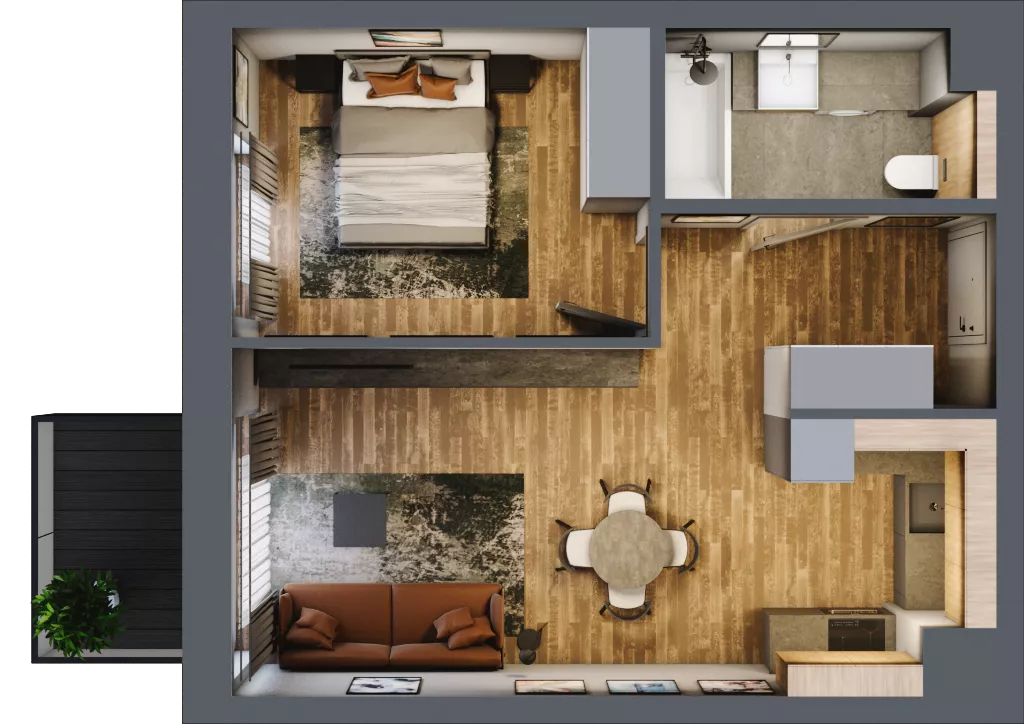 2 pokoje, mieszkanie 43,30 m², parter, oferta nr BB0005, Niedziałkowskiego Park, Poznań, Wilda, ul. Niedziałkowskiego Park