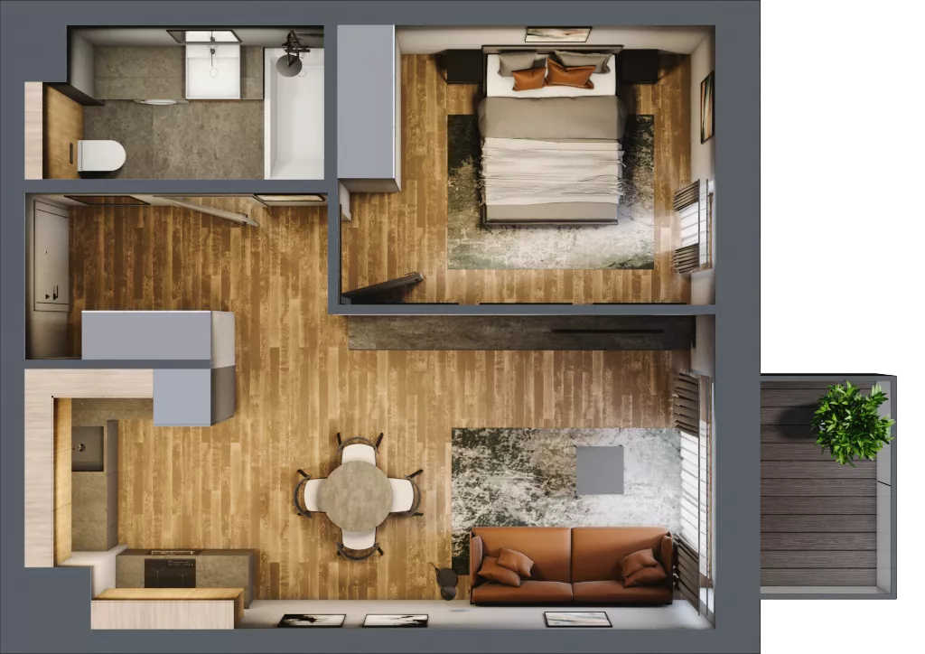 2 pokoje, mieszkanie 43,30 m², piętro 4, oferta nr BB0403, Niedziałkowskiego Park, Poznań, Wilda, ul. Niedziałkowskiego Park
