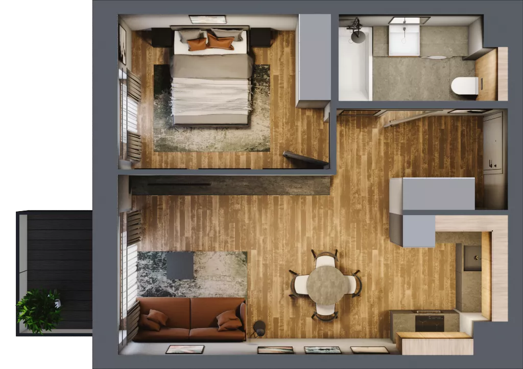 2 pokoje, mieszkanie 43,38 m², piętro 3, oferta nr BB0307, Niedziałkowskiego Park, Poznań, Wilda, ul. Niedziałkowskiego Park