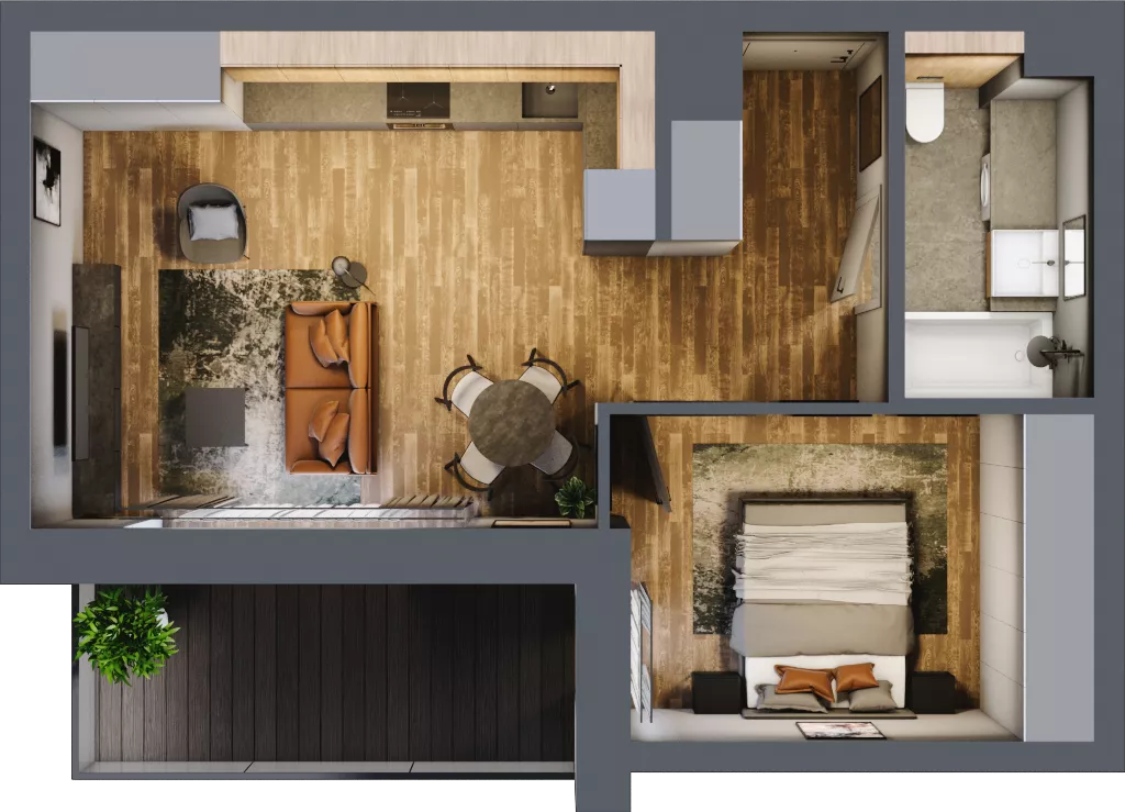 2 pokoje, mieszkanie 43,04 m², piętro 1, oferta nr BB0109, Niedziałkowskiego Park, Poznań, Wilda, ul. Niedziałkowskiego Park