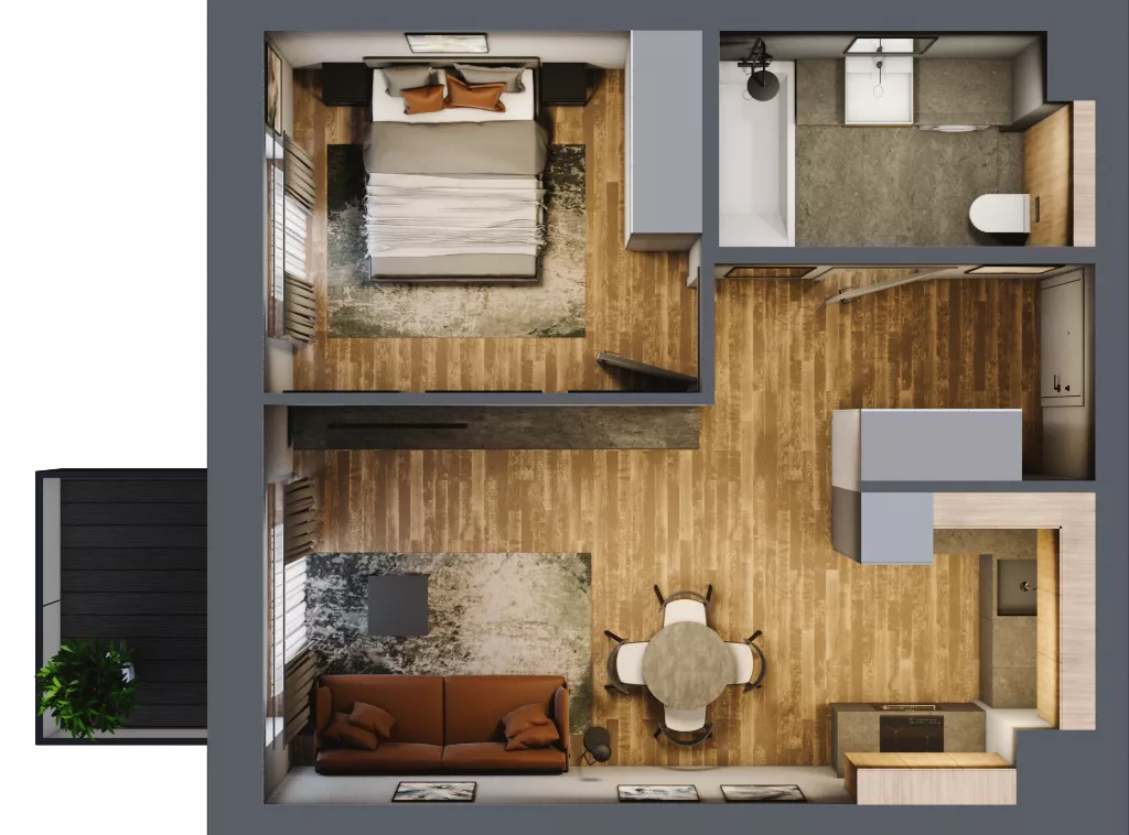 2 pokoje, mieszkanie 42,61 m², piętro 1, oferta nr BA0106, Niedziałkowskiego Park, Poznań, Wilda, ul. Niedziałkowskiego Park