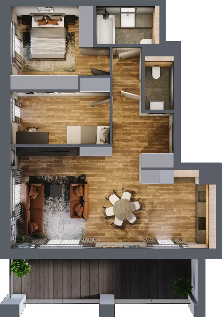3 pokoje, mieszkanie 72,19 m², piętro 2, oferta nr BA0204, Niedziałkowskiego Park, Poznań, Wilda, ul. Niedziałkowskiego Park