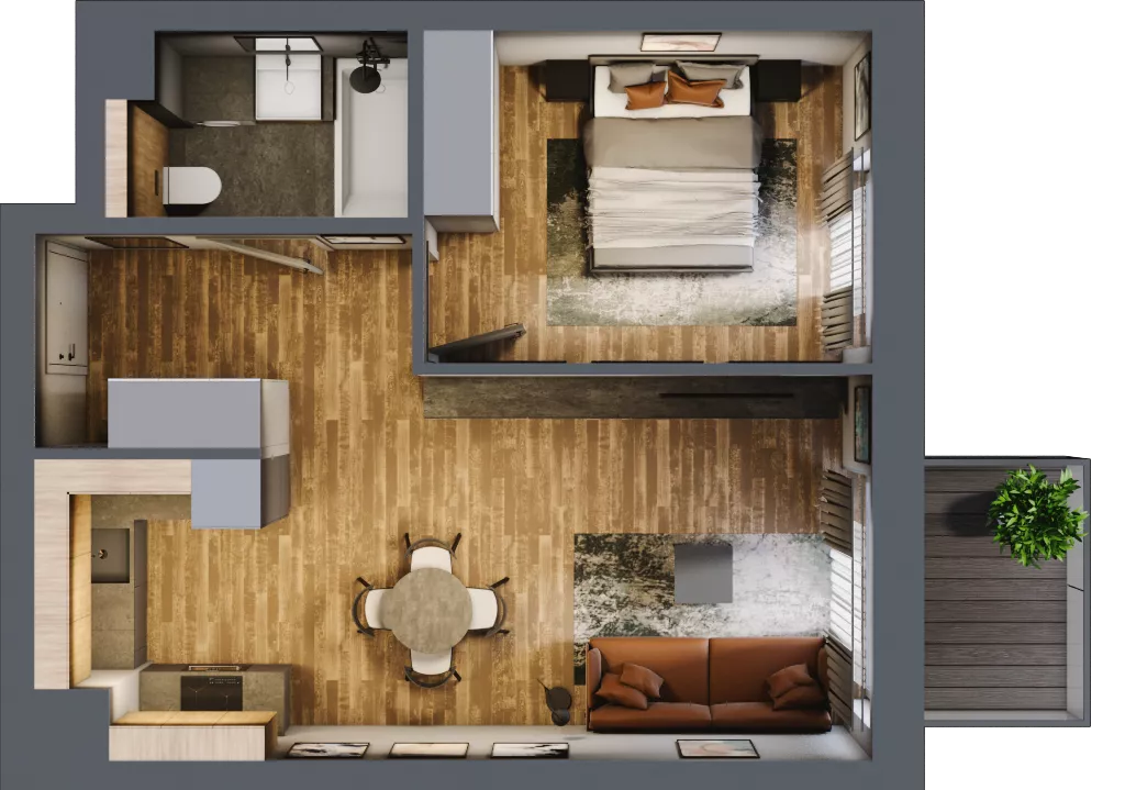 2 pokoje, mieszkanie 42,39 m², piętro 3, oferta nr BA0302, Niedziałkowskiego Park, Poznań, Wilda, ul. Niedziałkowskiego Park